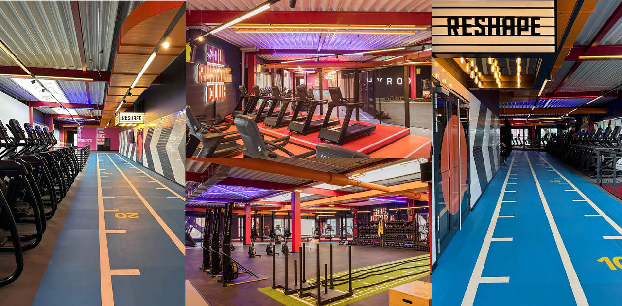fitness spaces with different colours iron and soul